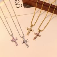 Vintage Style Cross Stainless Steel Zircon White Gold Plated main image 1