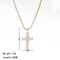 Vintage Style Cross Stainless Steel Zircon White Gold Plated main image 3