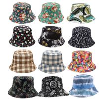 Women's Simple Style Color Block Printing Flat Eaves Bucket Hat main image 1