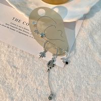 Wholesale Jewelry Simple Style Shiny Star Alloy Rhinestones Tassel Drop Earrings Ear Studs sku image 1