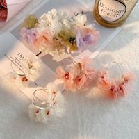 1 Pair Sweet Flower Alloy Cloth Resin Drop Earrings main image 4