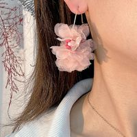 1 Pair Sweet Flower Alloy Cloth Resin Drop Earrings main image 3