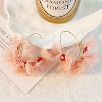 1 Pair Sweet Flower Alloy Cloth Resin Drop Earrings sku image 2