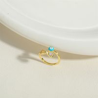 Einfacher Stil Teufels Auge Kupfer Emaille Zirkon 14 Karat Vergoldet Offener Ring main image 7