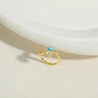 Simple Style Devil's Eye Copper Enamel Zircon 14k Gold Plated Open Rings main image 7