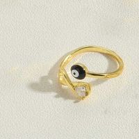 Einfacher Stil Teufels Auge Kupfer Emaille Zirkon 14 Karat Vergoldet Offener Ring sku image 4