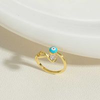 Einfacher Stil Teufels Auge Kupfer Emaille Zirkon 14 Karat Vergoldet Offener Ring sku image 6