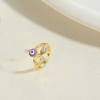 Einfacher Stil Teufels Auge Kupfer Emaille Zirkon 14 Karat Vergoldet Offener Ring sku image 8