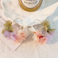 1 Pair Sweet Flower Alloy Cloth Resin Drop Earrings sku image 3