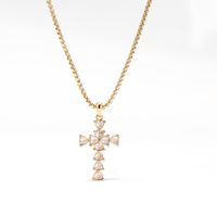 Vintage Style Cross Stainless Steel Zircon White Gold Plated sku image 1