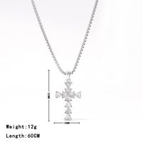 Vintage Style Cross Stainless Steel Zircon White Gold Plated sku image 3