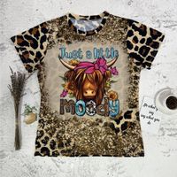 Frau T-shirt Kurzarm T-shirts Strassenmode Brief Leopard main image 6