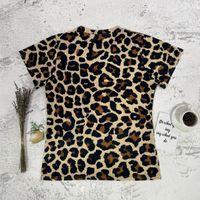 Frau T-shirt Kurzarm T-shirts Strassenmode Brief Leopard main image 2