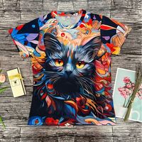 Women's T-shirt Short Sleeve T-shirts Casual Streetwear Cat main image 2