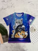 Women's T-shirt Short Sleeve T-shirts Casual Streetwear Cat sku image 2