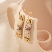 1 Pair Vintage Style Ethnic Style Color Block Three-dimensional Inlay Natural Stone Copper Natural Stone Copper Gold Plated Drop Earrings main image 1