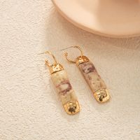 1 Pair Vintage Style Ethnic Style Color Block Three-dimensional Inlay Natural Stone Copper Natural Stone Copper Gold Plated Drop Earrings main image 3