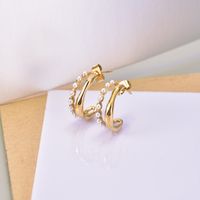 1 Pair Retro Simple Style C Shape Plating Titanium Steel 18k Gold Plated Ear Studs main image 1