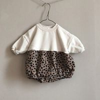 Vintage Style Color Block Cotton Baby Rompers sku image 1