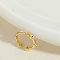 Einfacher Stil Teufels Auge Kupfer Zirkon 14 Karat Vergoldet Offener Ring sku image 7