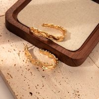 1 Pair Modern Style Simple Style British Style U Shape Irregular Copper Gold Plated Ear Studs main image 1