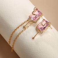 1 Pair Ig Style Glam Geometric Plating Inlay Alloy Copper Alloy Artificial Gemstones 18k Gold Plated Earrings main image 4