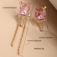 1 Pair Ig Style Glam Geometric Plating Inlay Alloy Copper Alloy Artificial Gemstones 18k Gold Plated Earrings main image 3