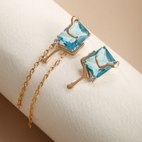 1 Pair Ig Style Glam Geometric Plating Inlay Alloy Copper Alloy Artificial Gemstones 18k Gold Plated Earrings main image 6
