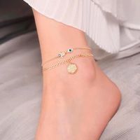 Vacation Hexagon Letter Devil's Eye Copper Layered Plating 14k Gold Plated Women's Anklet main image 5