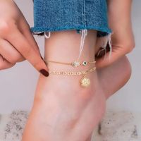 Vacation Hexagon Letter Devil's Eye Copper Layered Plating 14k Gold Plated Women's Anklet main image 7