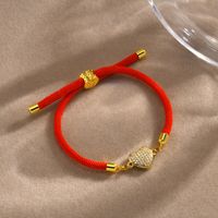 Wholesale Jewelry Simple Style Heart Shape Butterfly Rope Copper Zircon Drawstring Bracelets main image 10
