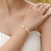 Wholesale Jewelry Simple Style Heart Shape Butterfly Rope Copper Zircon Drawstring Bracelets main image 4