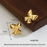 1 Pair Cute Simple Style Heart Shape Bow Knot Polishing Plating Stainless Steel 14k Gold Plated Ear Studs main image 2