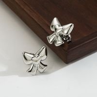 1 Pair Cute Simple Style Heart Shape Bow Knot Polishing Plating Stainless Steel 14k Gold Plated Ear Studs main image 3