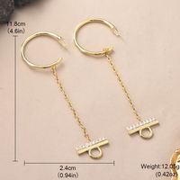 1 Pair IG Style Geometric Copper Zircon Drop Earrings main image 2