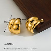 1 Paar Ig-stil Einfacher Stil C-form Herzform Überzug Rostfreier Stahl 14 Karat Vergoldet Ohrstecker sku image 2