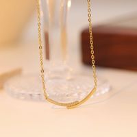 Elegant Simple Style Geometric Stainless Steel Patchwork Zircon White Gold Plated Pendant Necklace main image 4