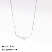 Elegant Simple Style Geometric Stainless Steel Patchwork Zircon White Gold Plated Pendant Necklace sku image 2