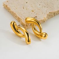 1 Pair Simple Style Leaves Solid Color Comma Polishing Plating Stainless Steel 18k Gold Plated Drop Earrings Ear Studs main image 4