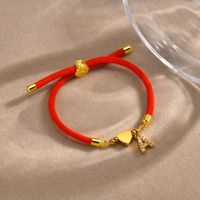 Wholesale Jewelry IG Style Letter Rope Copper Zircon Drawstring Bracelets main image 7