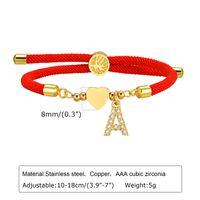 Wholesale Jewelry IG Style Letter Rope Copper Zircon Drawstring Bracelets sku image 1