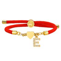 Wholesale Jewelry IG Style Letter Rope Copper Zircon Drawstring Bracelets sku image 9