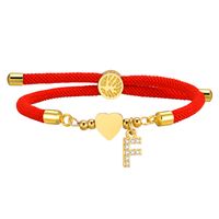 Wholesale Jewelry IG Style Letter Rope Copper Zircon Drawstring Bracelets sku image 4