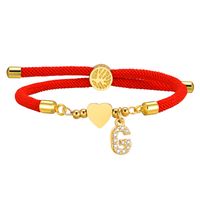 Wholesale Jewelry IG Style Letter Rope Copper Zircon Drawstring Bracelets sku image 25