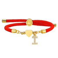 Wholesale Jewelry IG Style Letter Rope Copper Zircon Drawstring Bracelets sku image 26