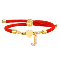 Wholesale Jewelry IG Style Letter Rope Copper Zircon Drawstring Bracelets sku image 11
