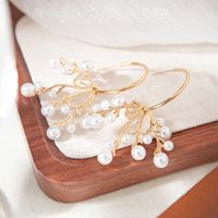 1 Pair Elegant Sweet Snowflake Plating Inlay 304 Stainless Steel Pearl 14K Gold Plated Drop Earrings main image 5