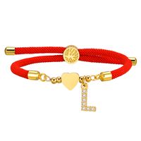 Wholesale Jewelry IG Style Letter Rope Copper Zircon Drawstring Bracelets sku image 3