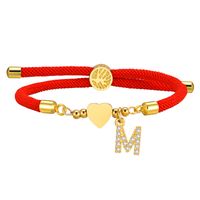 Wholesale Jewelry IG Style Letter Rope Copper Zircon Drawstring Bracelets sku image 2