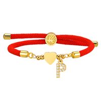 Wholesale Jewelry IG Style Letter Rope Copper Zircon Drawstring Bracelets sku image 14